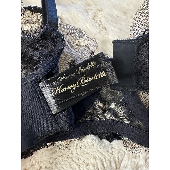 Honey Birdette WHITNEY🖤 Leopard Floral Lace Bra 32DDD - Picture 3 of 4